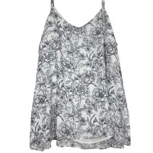 Torrid Sophie Floral Swing Cami Top Plus Size 4 Black White Botanical Print‎